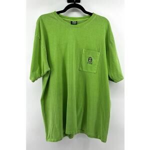 Stussy Men's Pocket T-Shirt Size XL Green Vintage Streetwear Surf Skate Neon